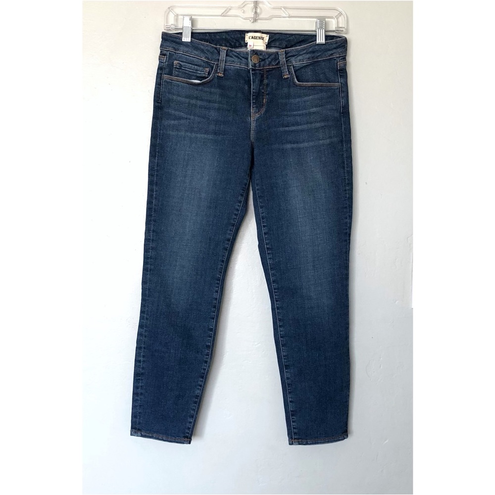 L'agence Juliette Dark Vintage Blue Low Rise Crop Skinny Jeans Size 28
